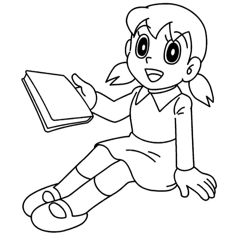 Mẫu tô màu Shizuka đơn giản cho bé