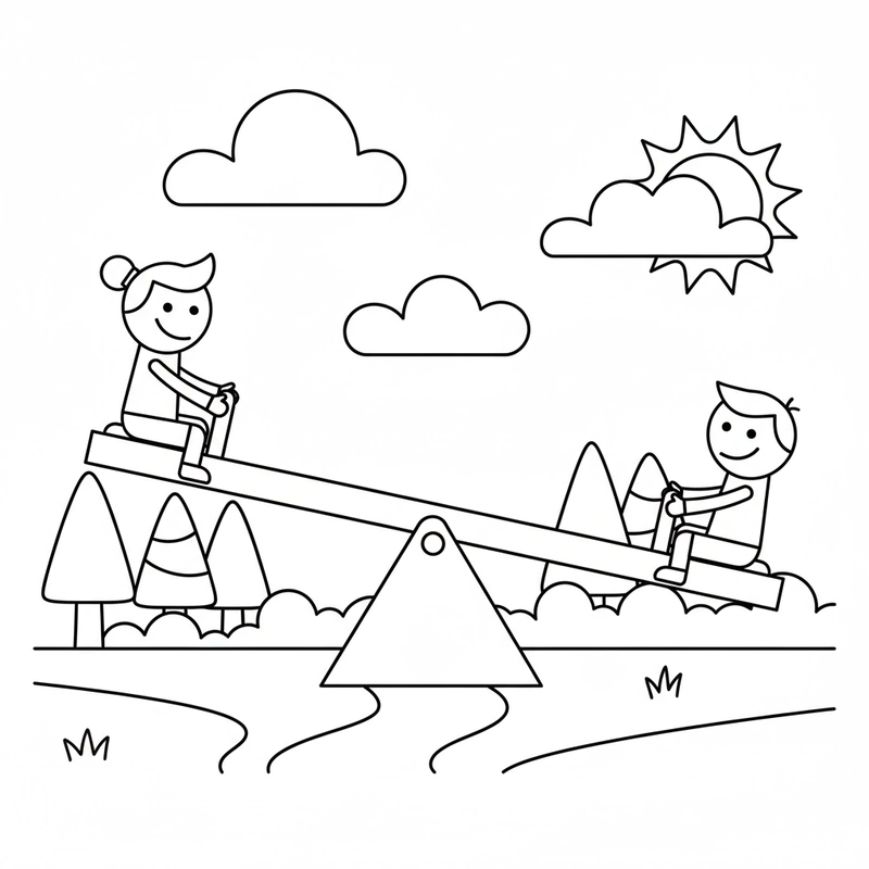 Mẫu tô màu bập bênh nét rõ