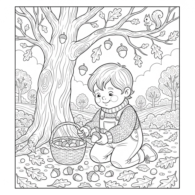 Mẫu tô màu cảnh mùa thu đơn giản