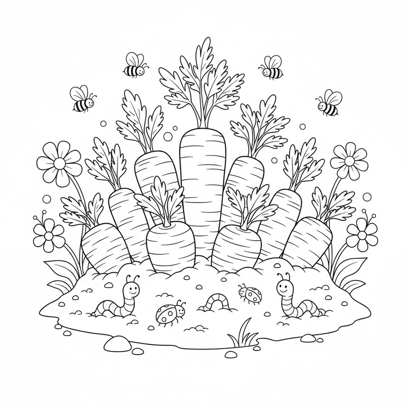 Mẫu tô màu củ cà rốt dành cho bé