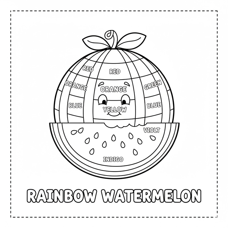 Mẫu tô màu dưa hấu cắt đôi