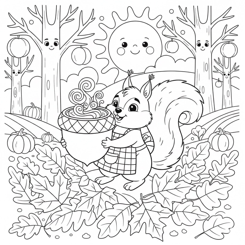 Mẫu tô màu mùa thu đơn giản và đẹp