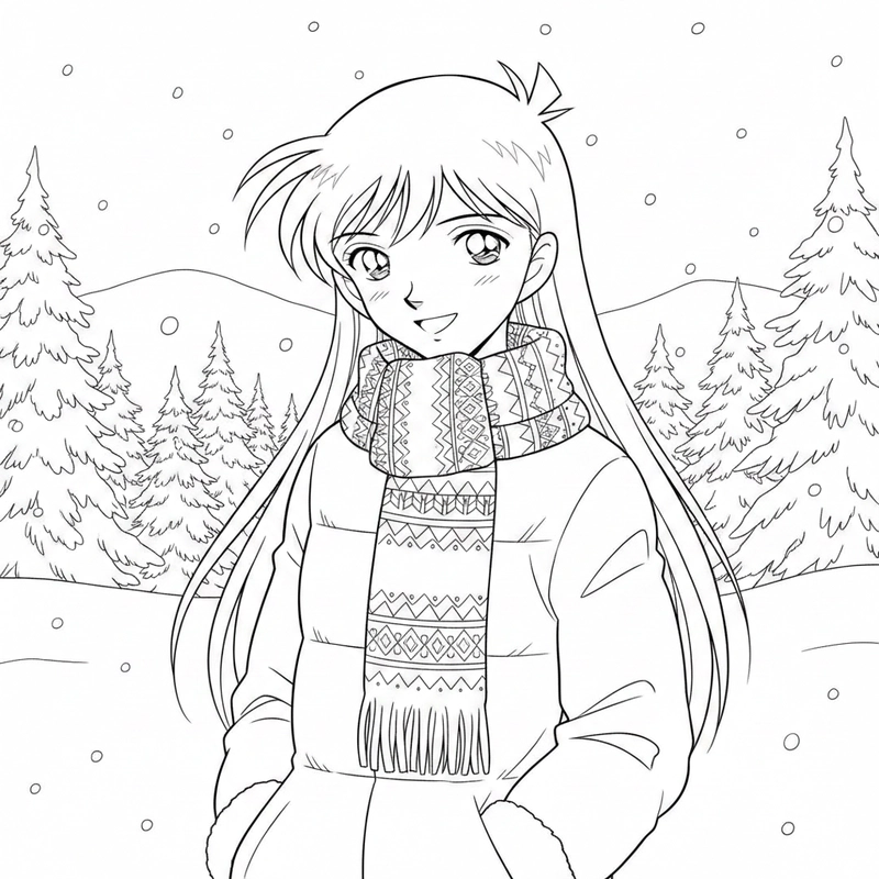 Mẫu tô màu nhân vật Ran Mori