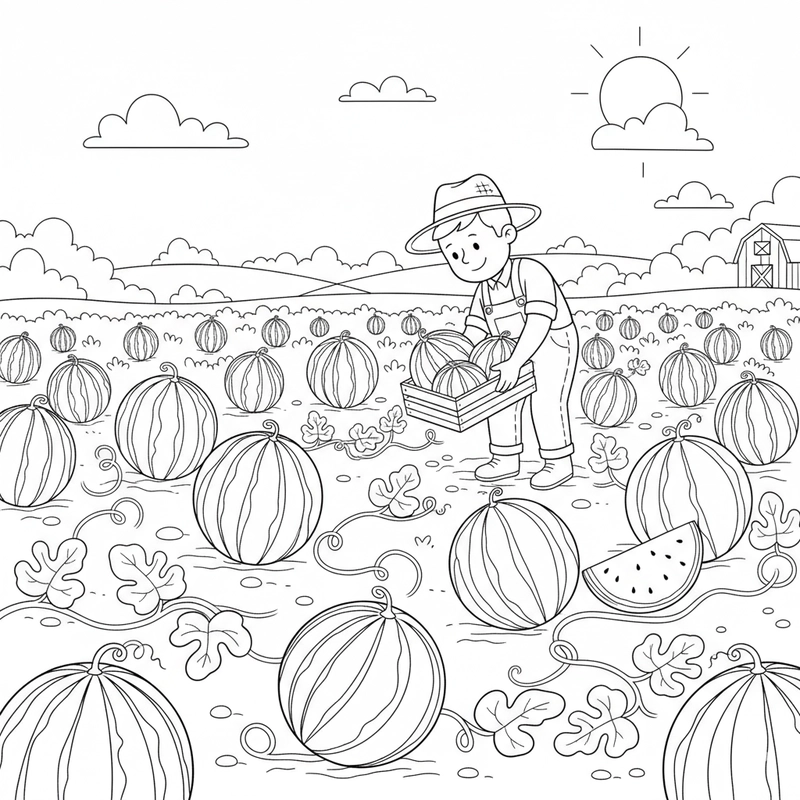 Mẫu tô màu quả dưa hấu đẹp