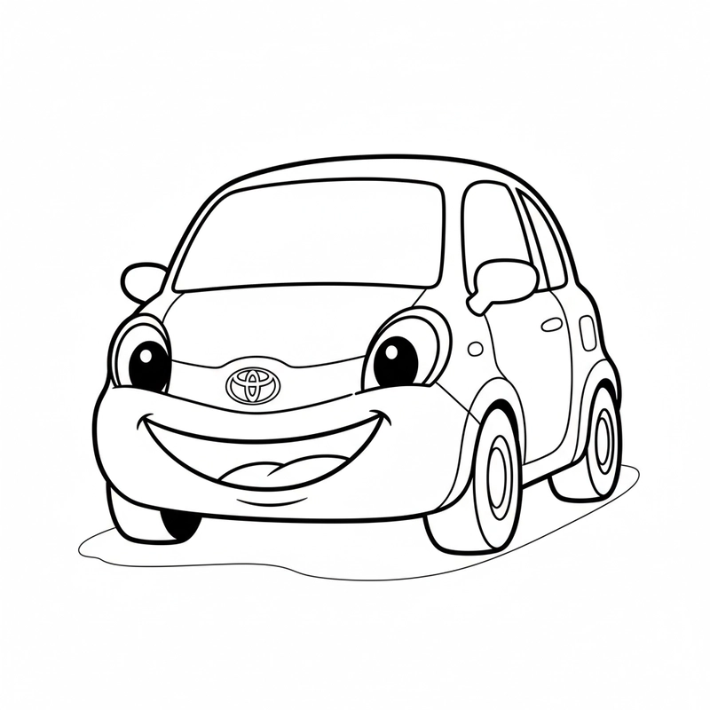 Mẫu tô màu xe Toyota đơn giản cho trẻ