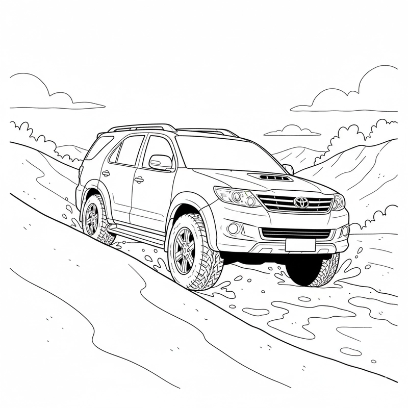 Mẫu tô màu xe Toyota giúp bé rèn kỹ năng