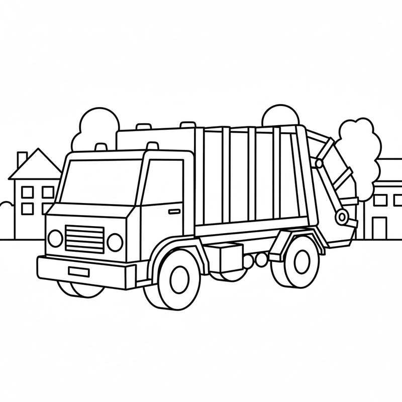 Mẫu tô màu xe chở rác phù hợp trẻ nhỏ