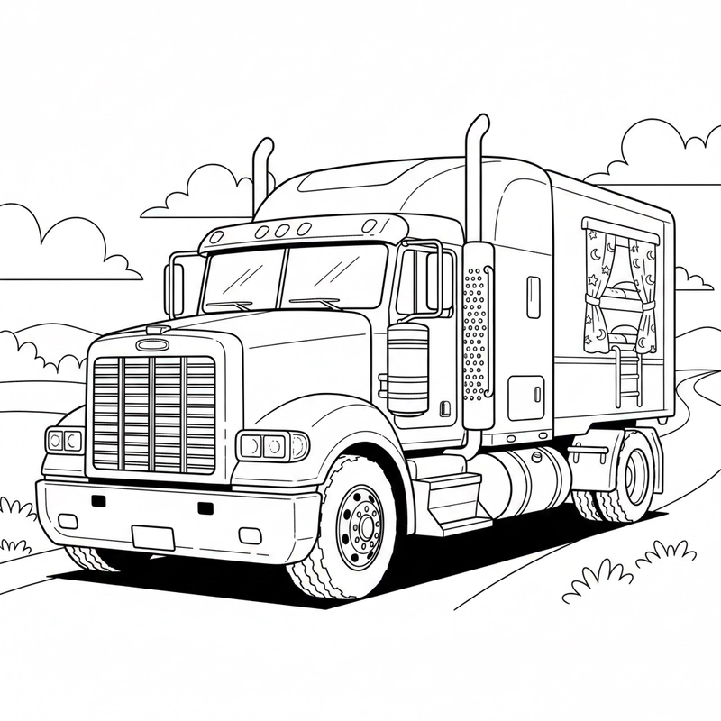 Mẫu tô màu xe container dễ in