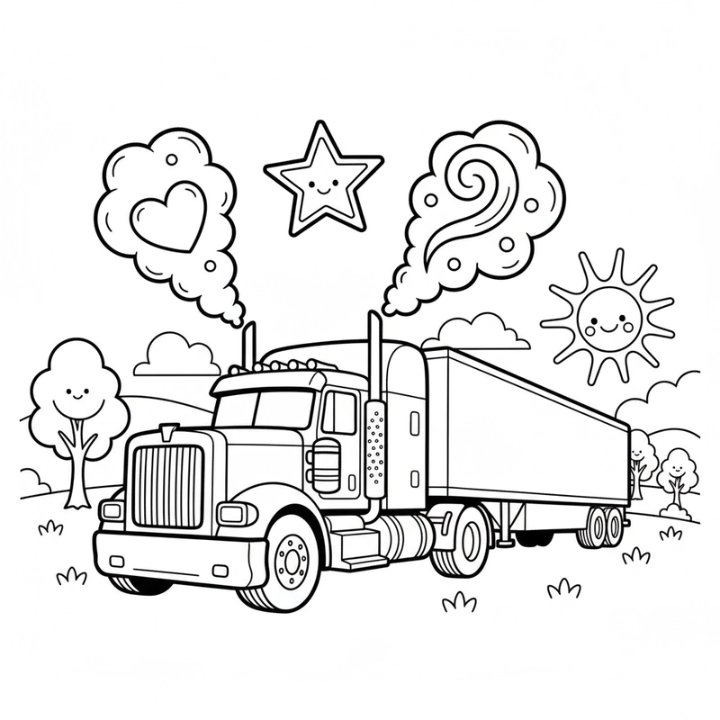 Mẫu tô màu xe container đơn giản