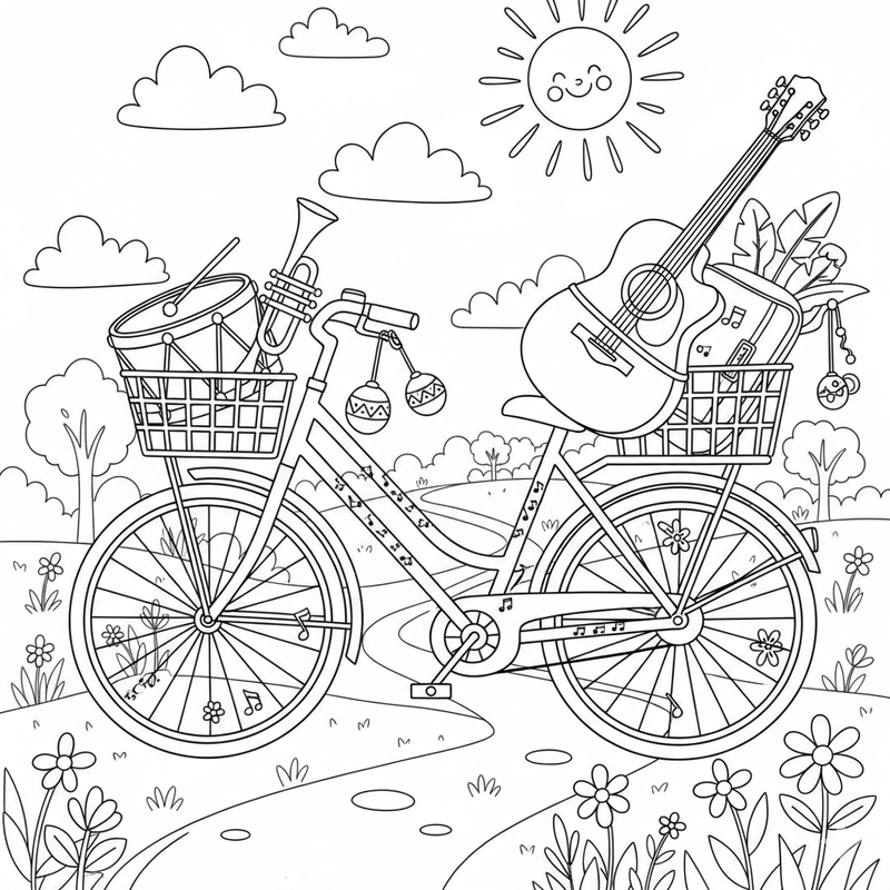 Mẫu tô màu xe đạp dễ thương