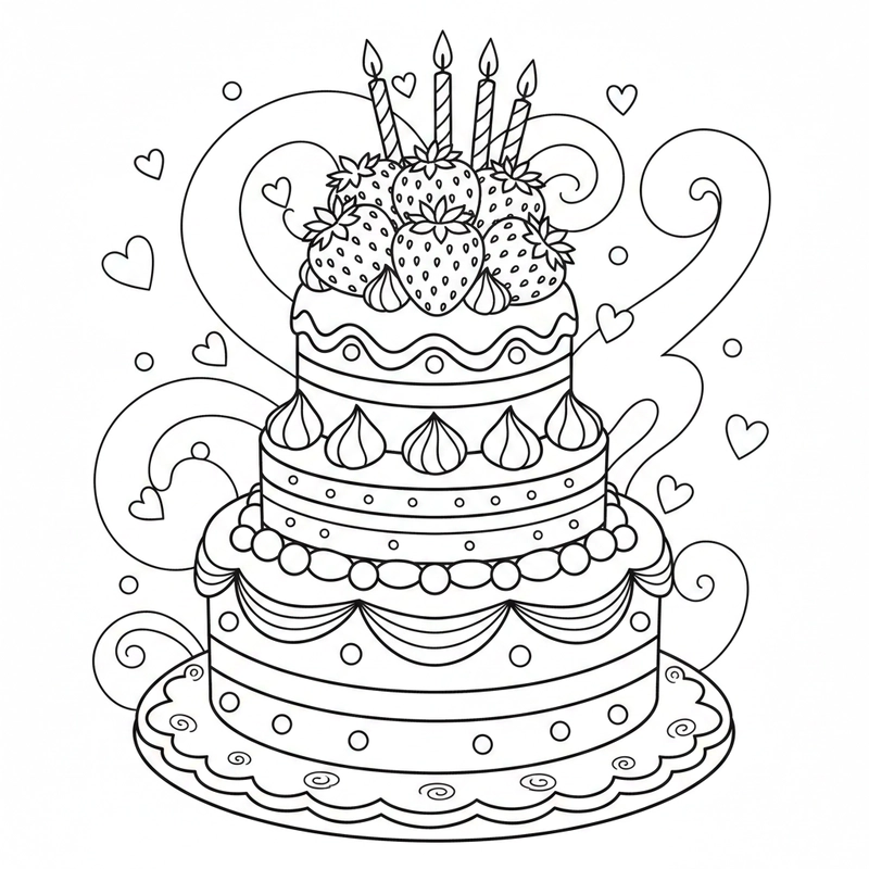 Mẫu tranh dâu tây cho bé tô luyện sáng tạo