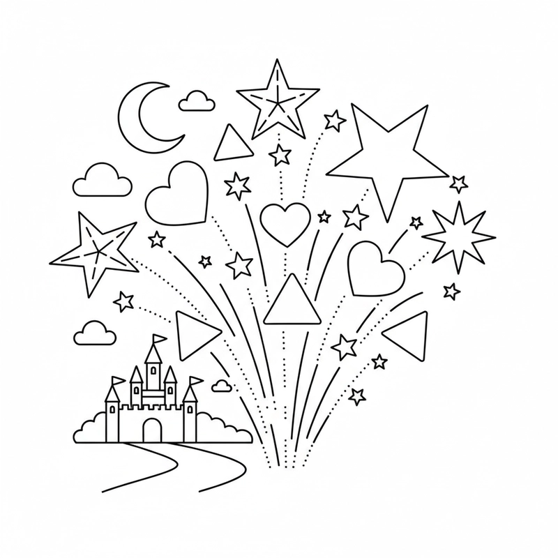 Mẫu tranh pháo hoa tô màu rực sáng