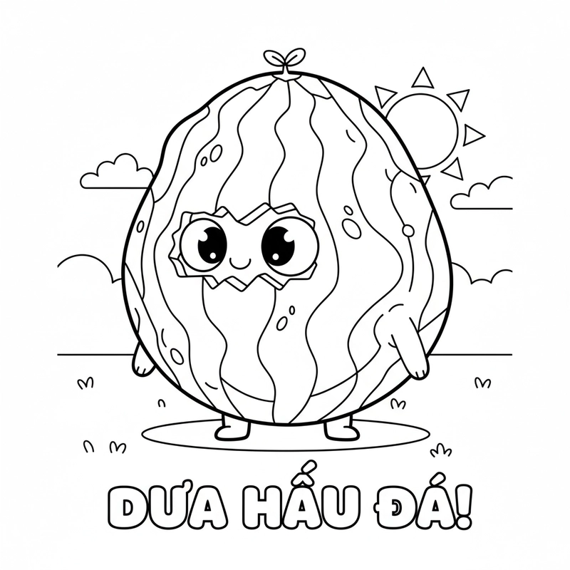 Mẫu tranh tô dưa hấu cho bé