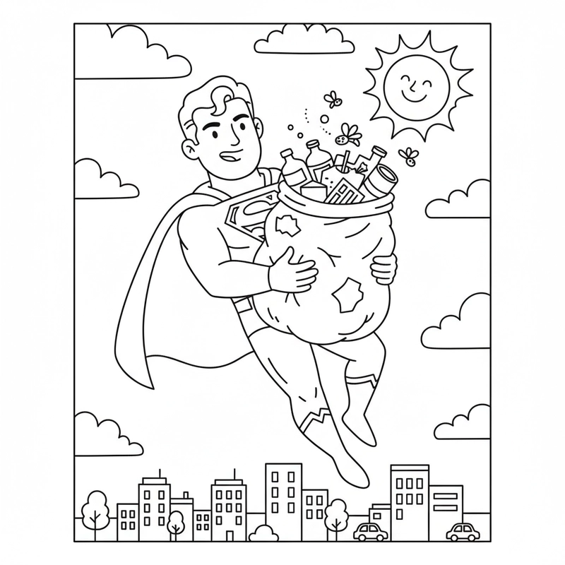 Mẫu tranh tô màu Superman hành động