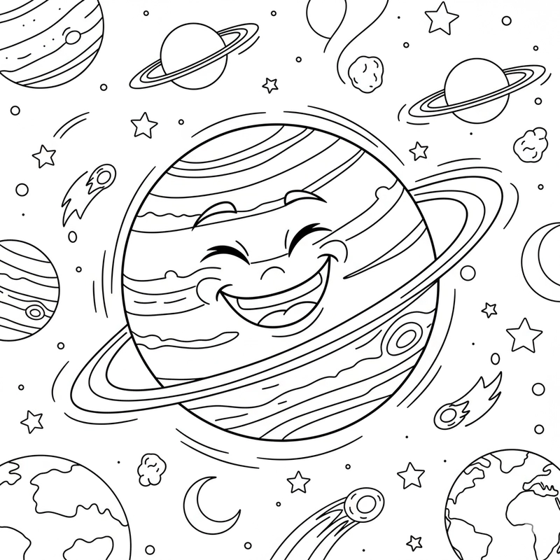Mẫu tranh tô màu các hành tinh dễ in