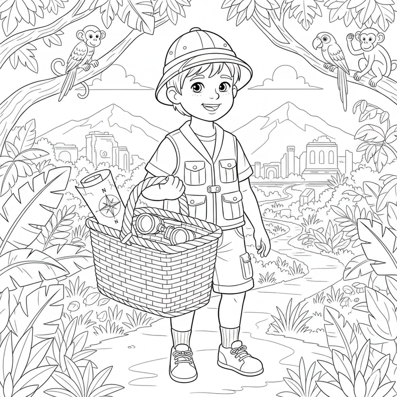 Mẫu tranh tô màu cái giỏ nét rõ