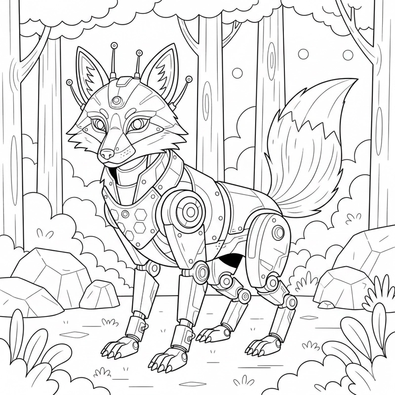 Mẫu tranh tô màu con cáo gian ác cho bé tập tô