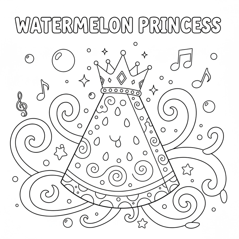 Mẫu tranh tô màu dưa hấu đáng yêu