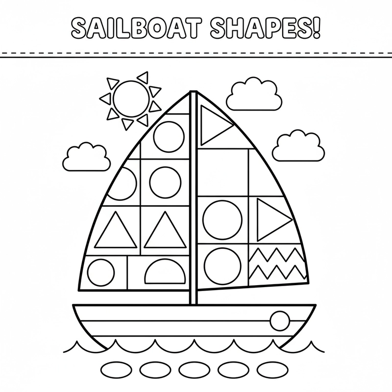 Mẫu tranh tô màu thuyền buồm chi tiết rõ nét