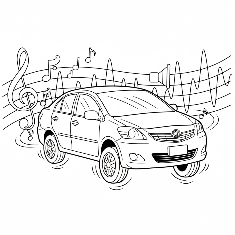 Mẫu tranh tô màu xe Toyota cho bé học vẽ
