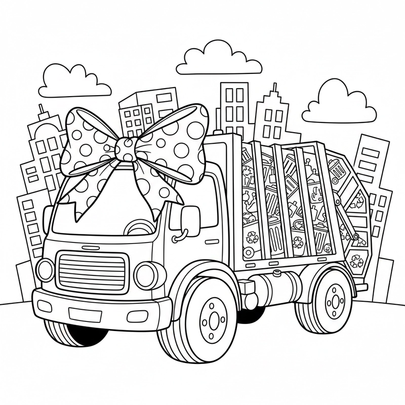 Mẫu tranh tô màu xe chở rác thân thiện