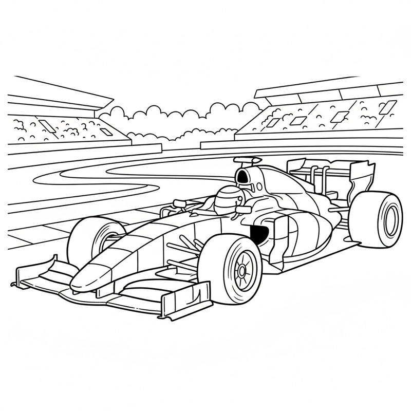 Mẫu tranh tô màu xe đua đơn giản