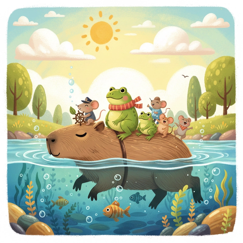 Mẫu vẽ Capybara cute dành cho bé tập vẽ