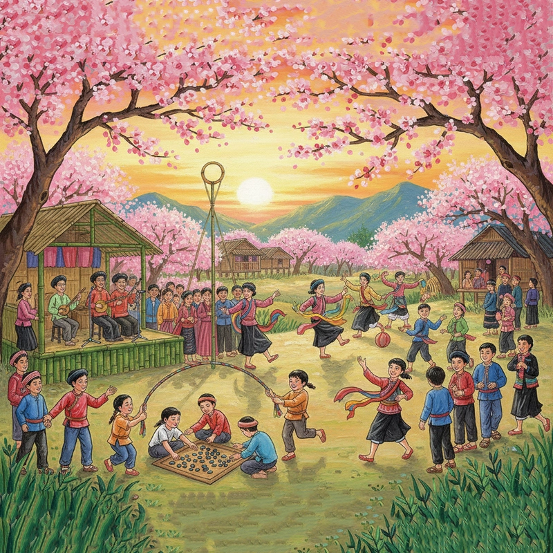 Mẫu vẽ tranh hoa đào xứ Lạng tinh tế