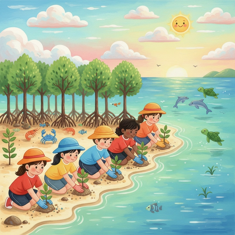 Minh họa cảnh biển sạch đẹp dành cho trẻ nhỏ
