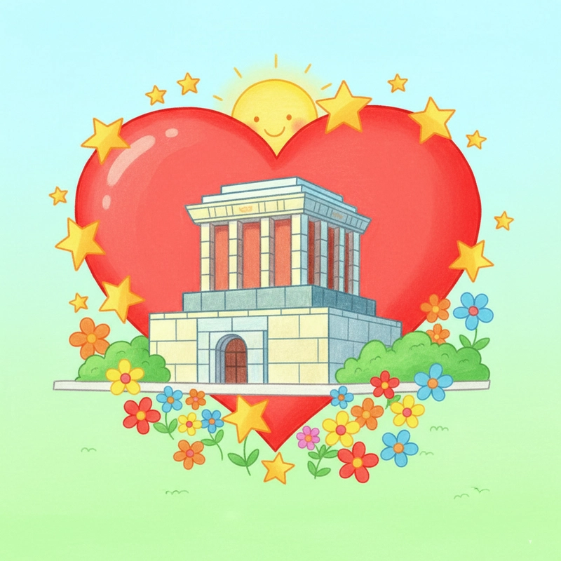 Phác họa Lăng Bác bằng nét vẽ đơn giản