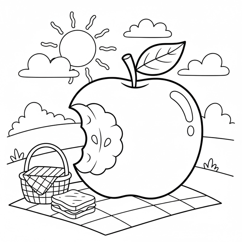 Quả táo tô màu bé tập vẽ