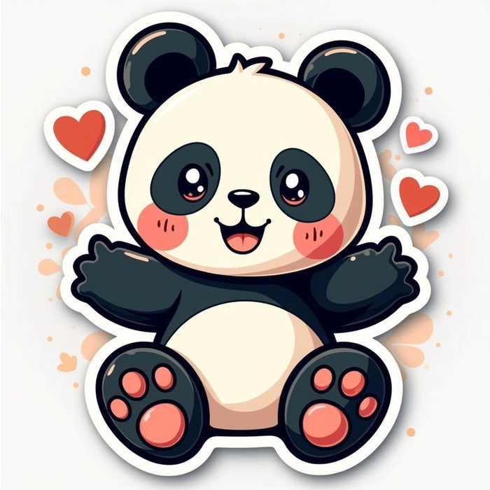 Sticker gấu trúc cute màu pastel