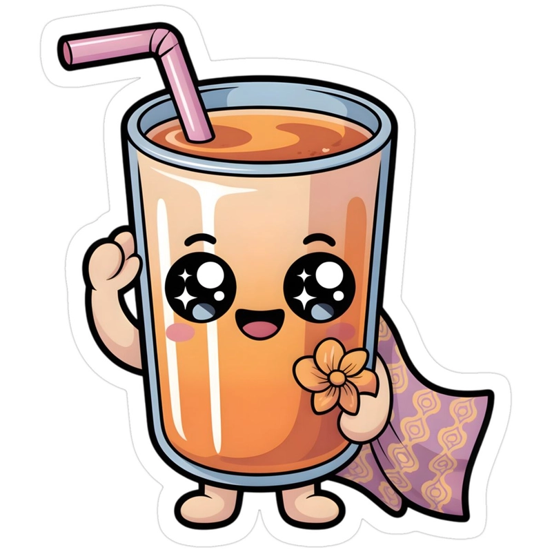 Sticker ly trà sữa cute