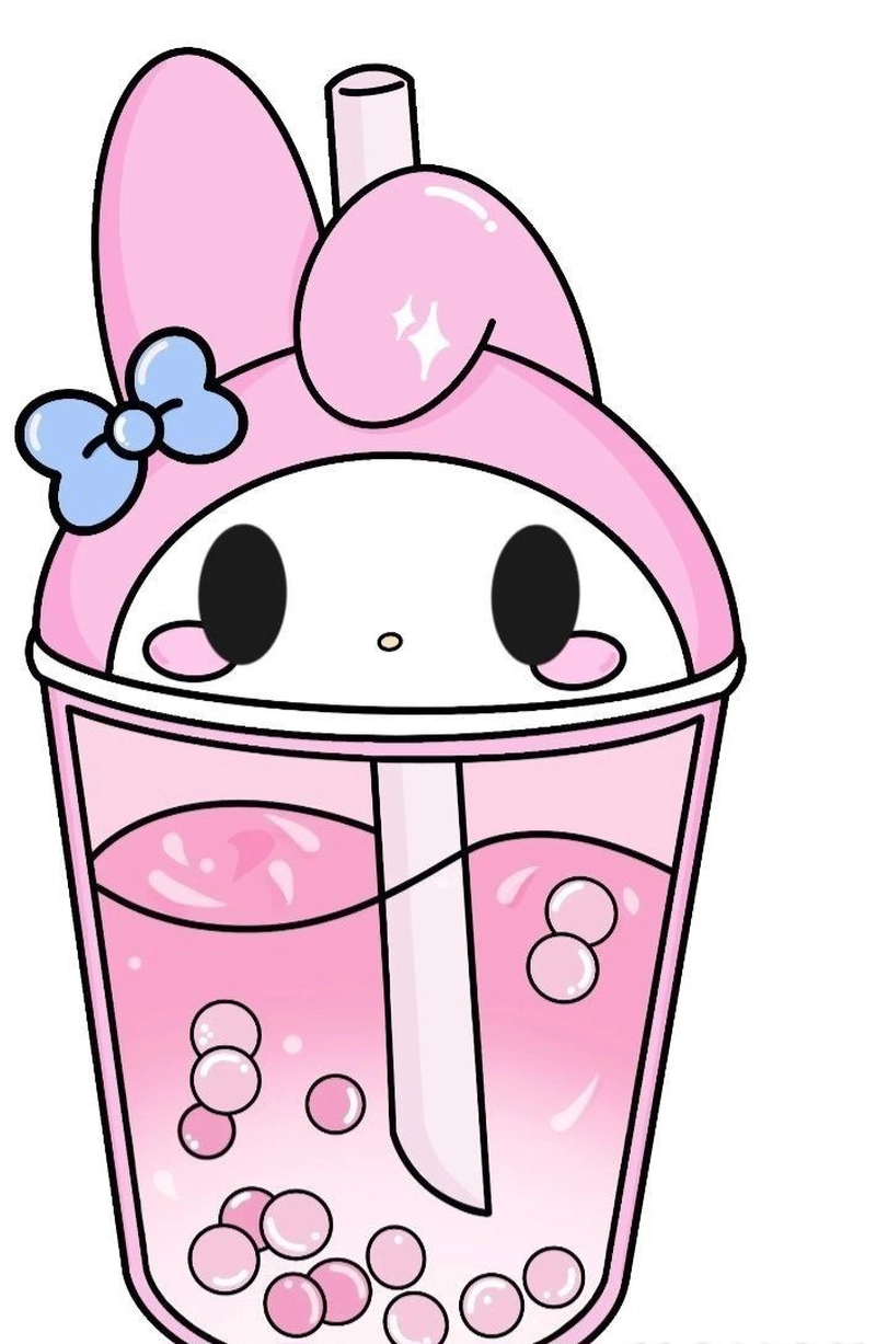 Sticker ly trà sữa hoạt hình