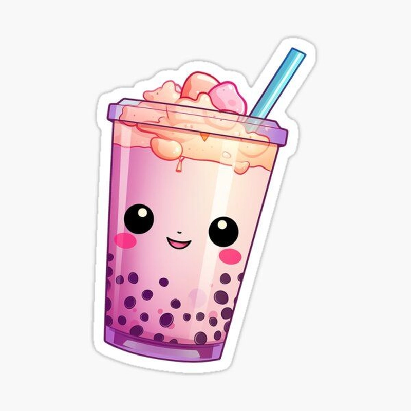 Sticker trà sữa cute pastel