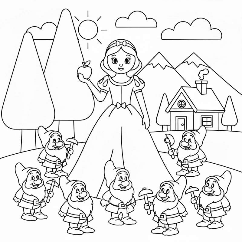 Tô màu Bạch Tuyết và bảy chú lùn