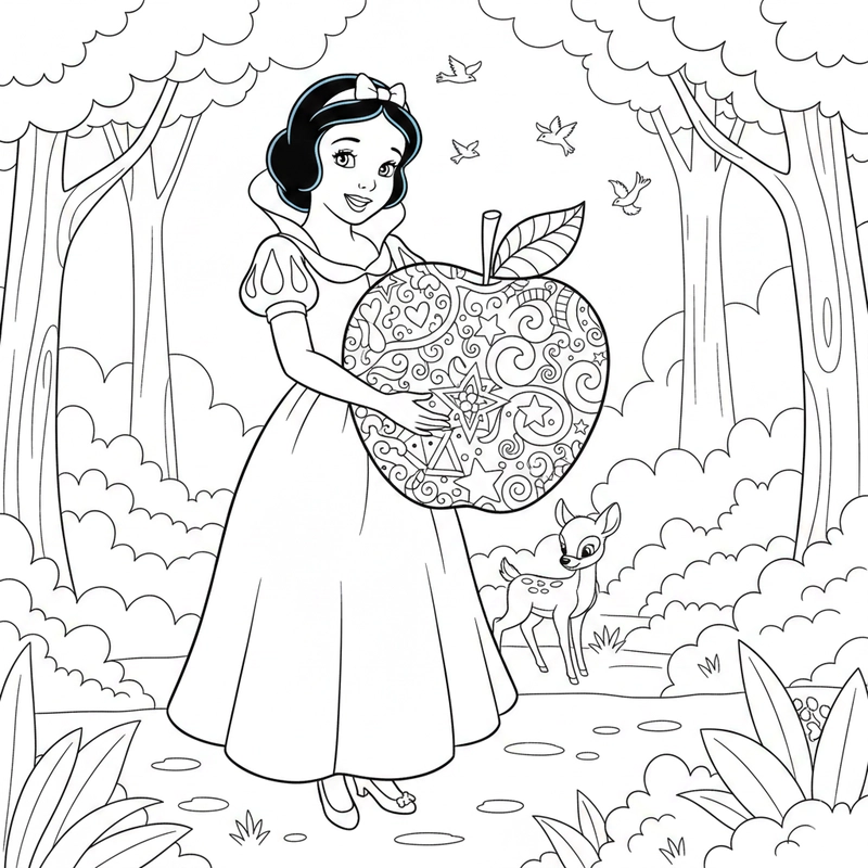 Tô màu Công chúa Bạch Tuyết dễ in