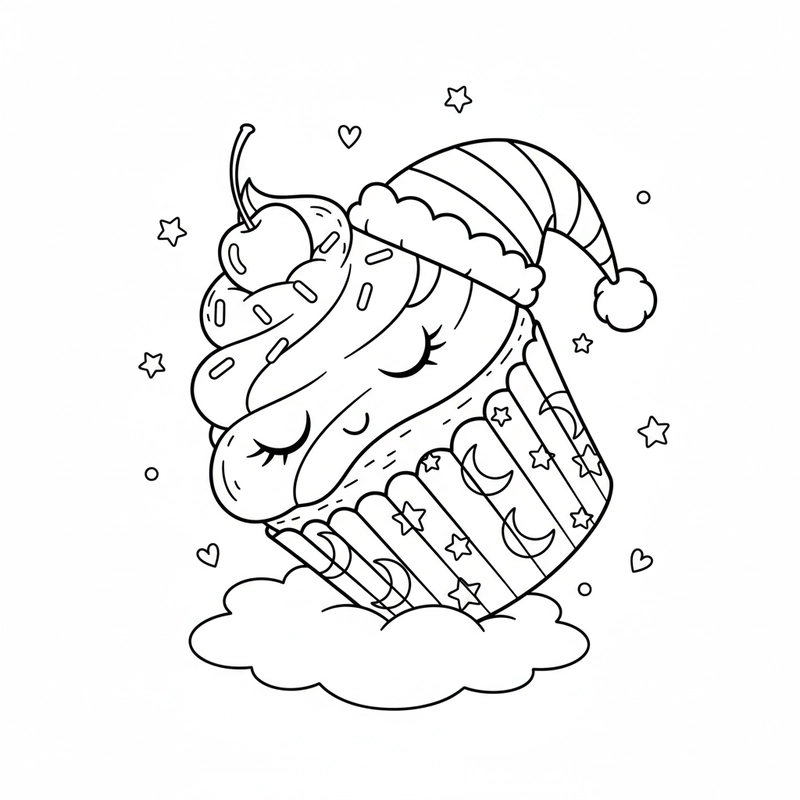 Tô màu Cupcake đơn giản dễ tô