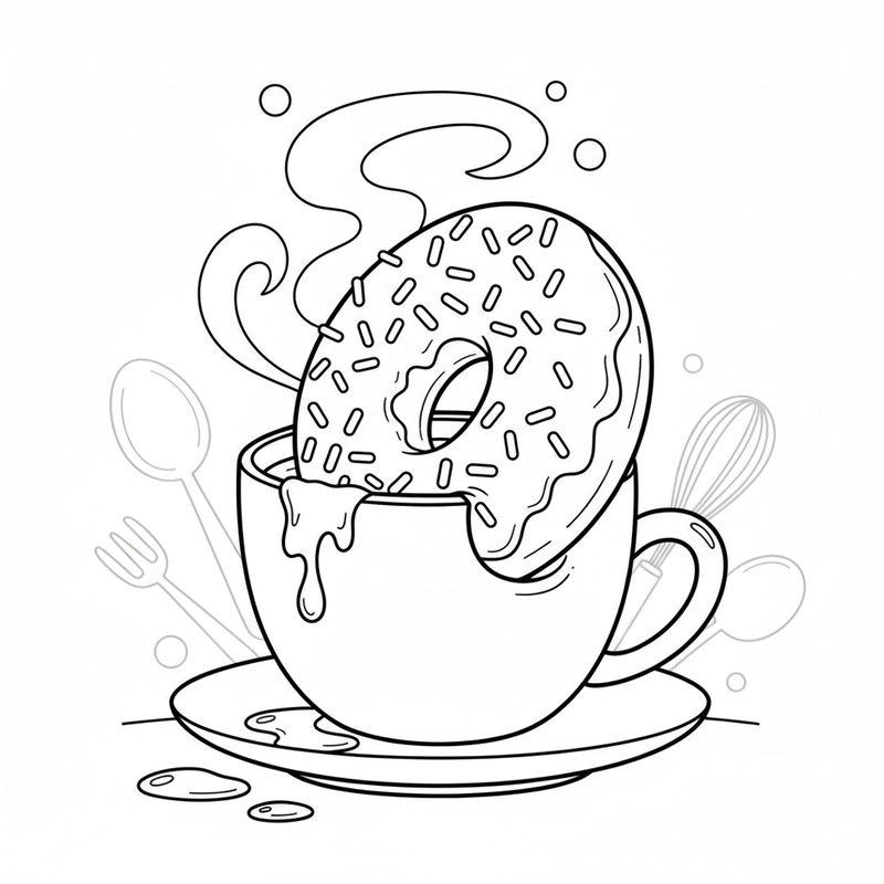 Tô màu Donut đáng yêu dễ vẽ