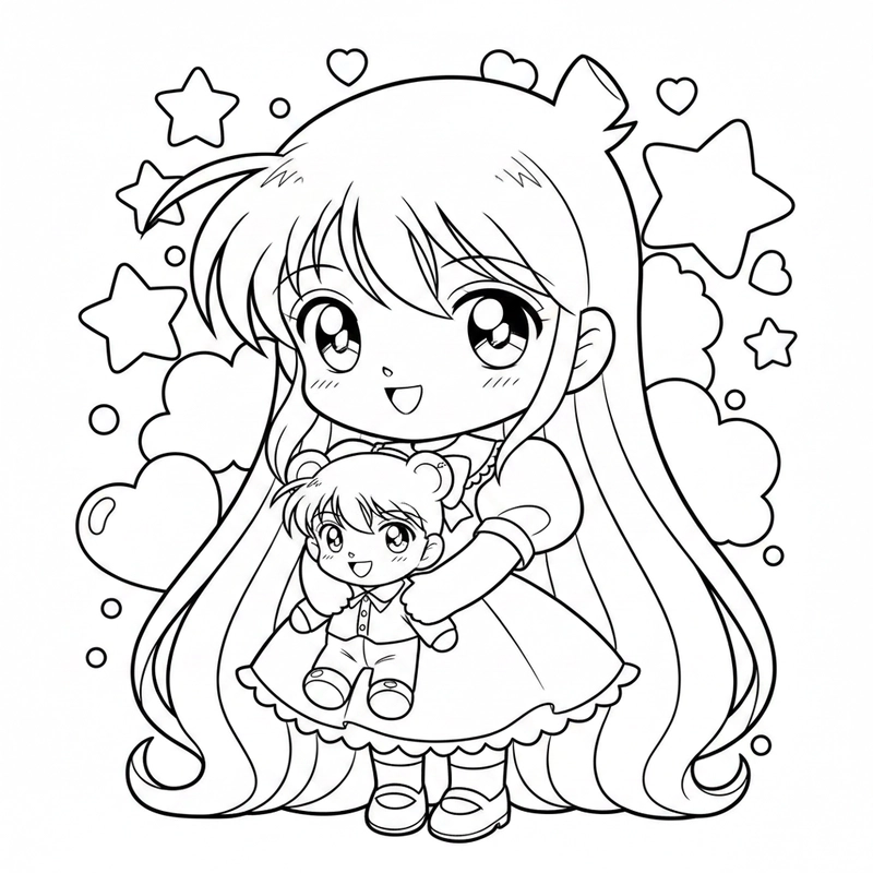 Tô màu Ran Mori phiên bản chibi