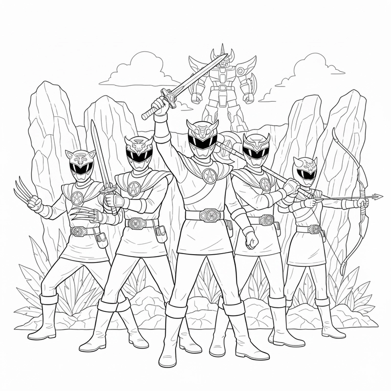 Tô màu Siêu Nhân Gao đội hình mạnh mẽ