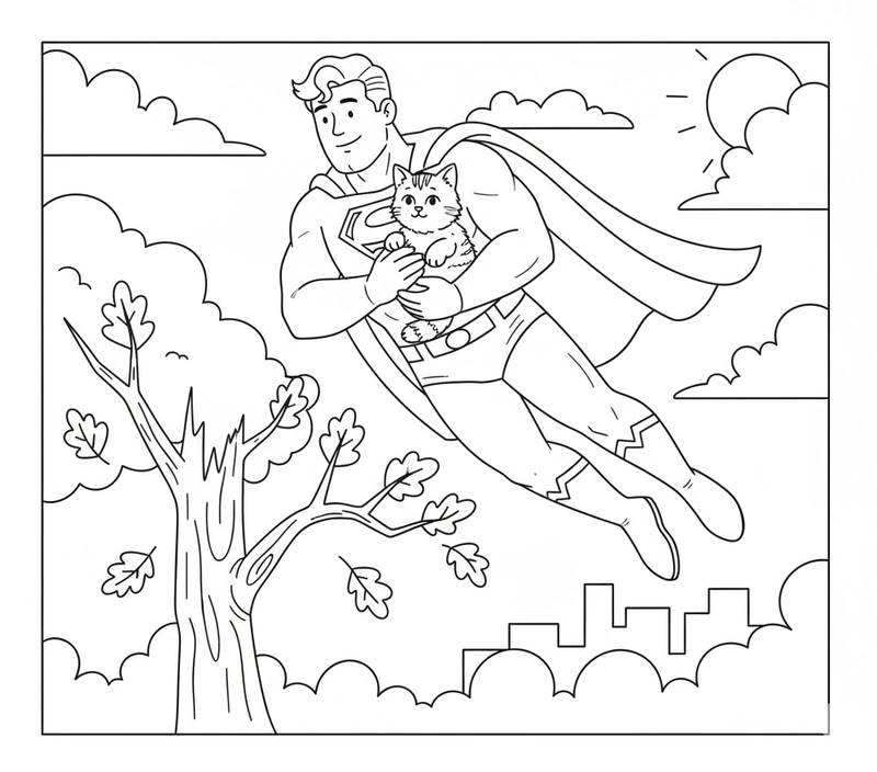 Tô màu Siêu nhân Superman đơn giản cho bé