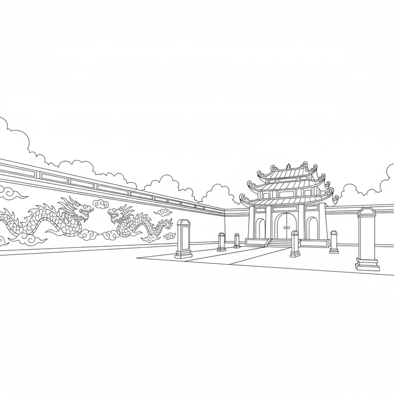 Tô màu Văn Miếu Quốc Tử Giám cổ kính