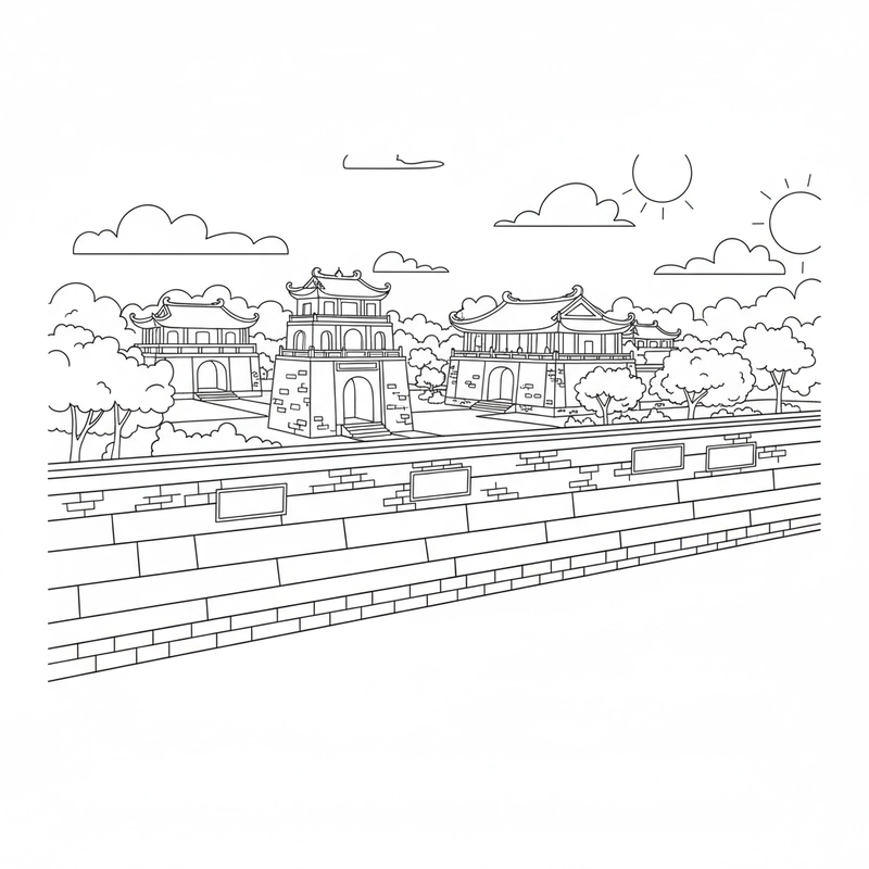 Tô màu Văn Miếu Quốc Tử Giám đơn giản