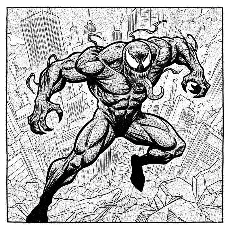 Tô màu Venom mạnh mẽ cho bé thích nhân vật ngầu