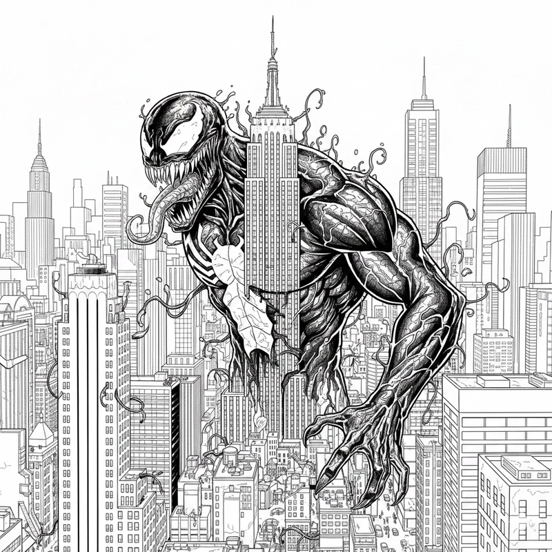 Tô màu Venom ngầu dành cho bé yêu siêu anh hùng