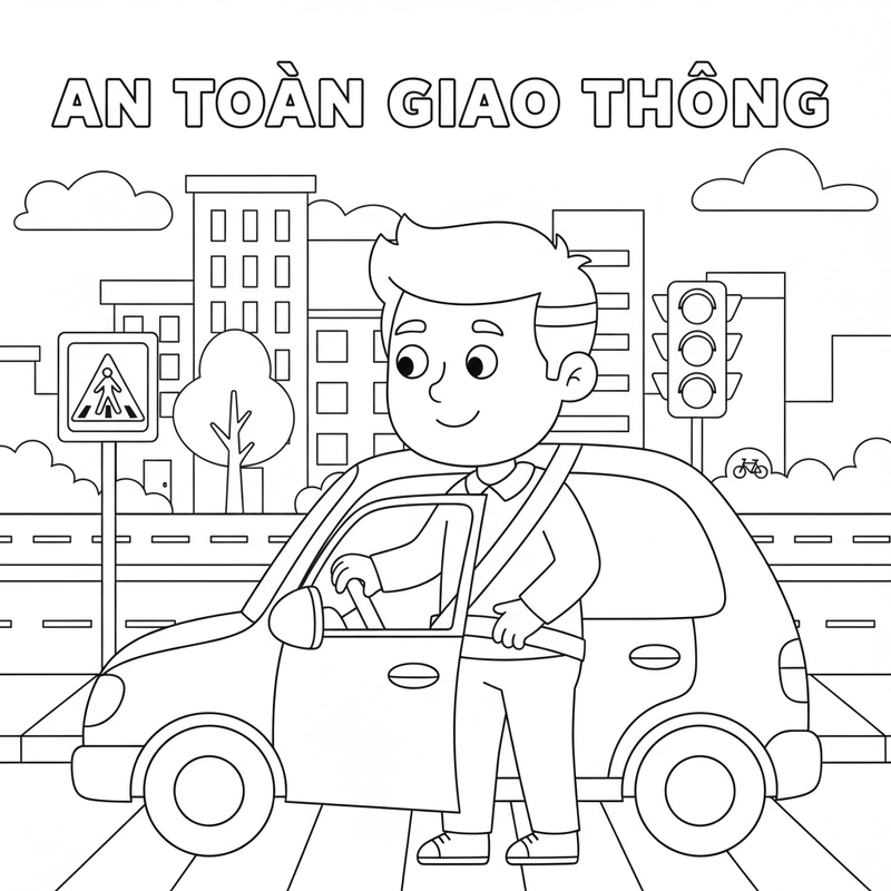 Tô màu an toàn giao thông vui học
