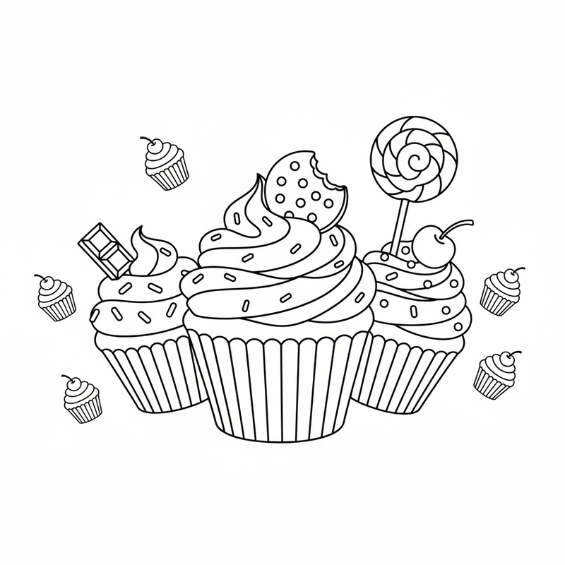 Tô màu bánh Cupcake ngọt ngào