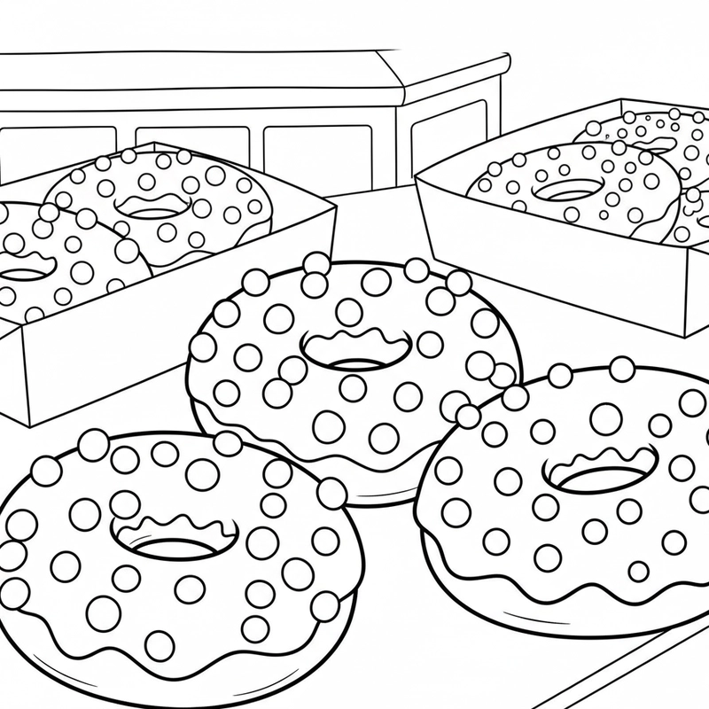 Tô màu bánh Donut hấp dẫn