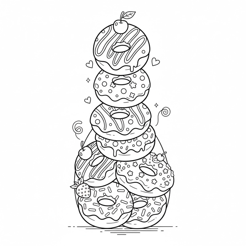 Tô màu bánh Donut nhiều kiểu